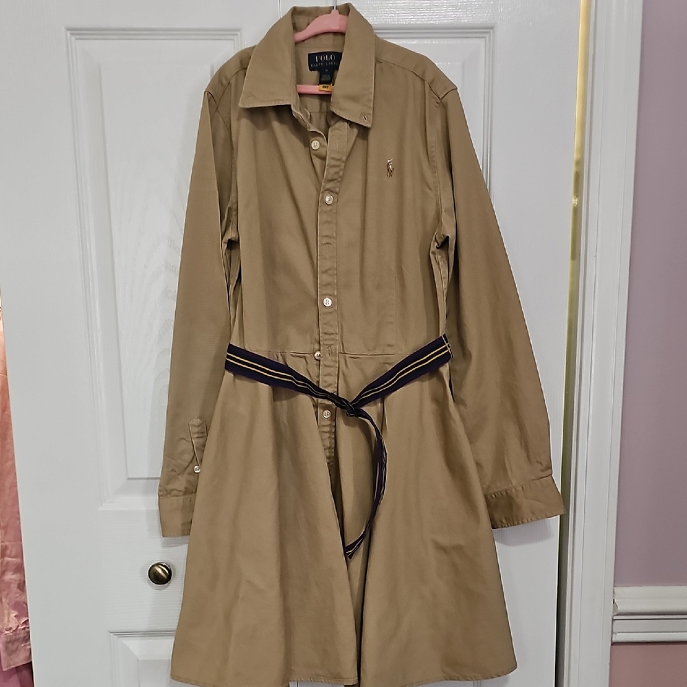 Polo by Ralph Lauren Tan Belted Women's Dress.